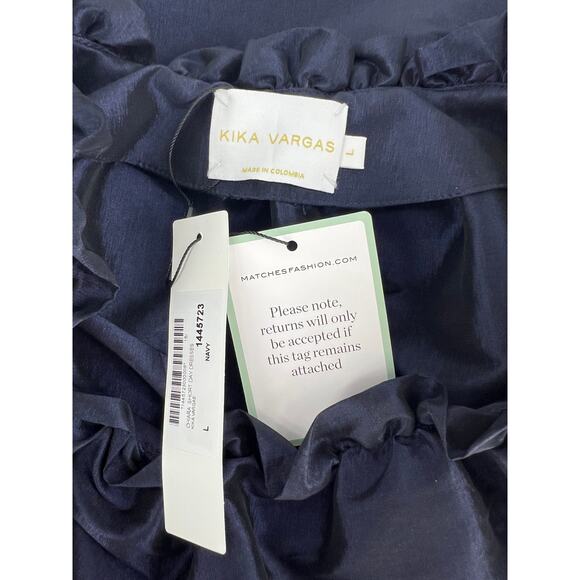 Kika Vargas Silk Chiara Day Dress in Navy - Picture 8 of 12